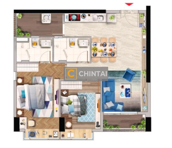 Căn hộ Phú Mỹ Hưng Midtown view thành phố thoáng mát, 2 phòng ngủ.