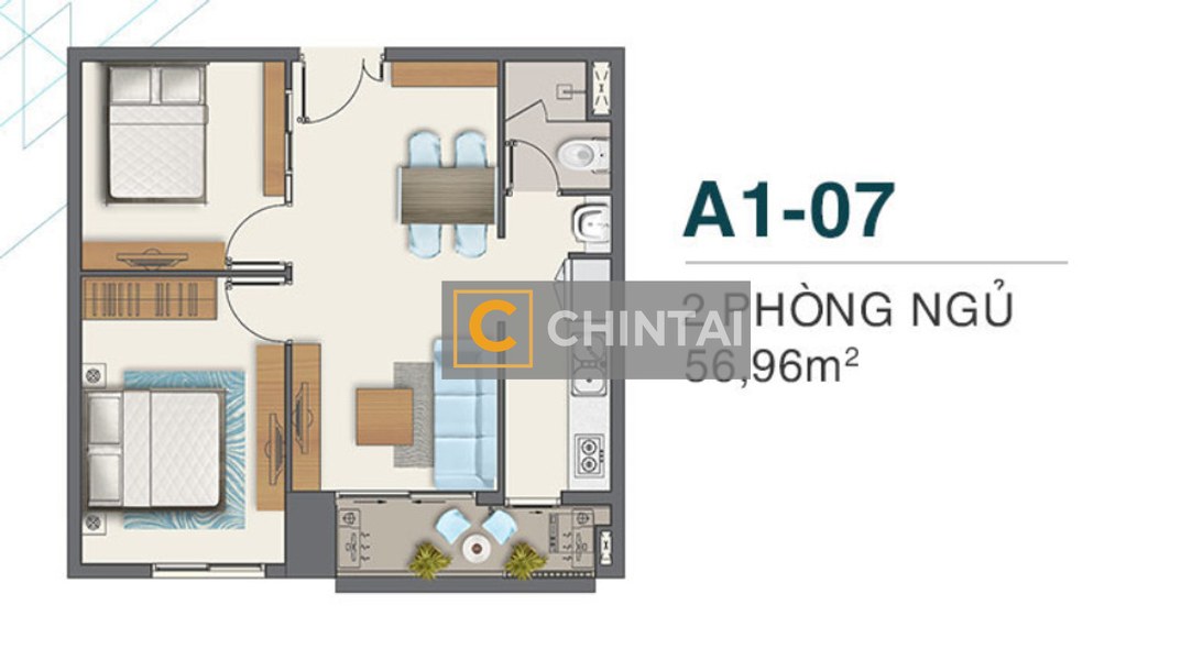 Căn hộ Q7 Boulevard diện tích 56.96m2, nội thất cơ bản.