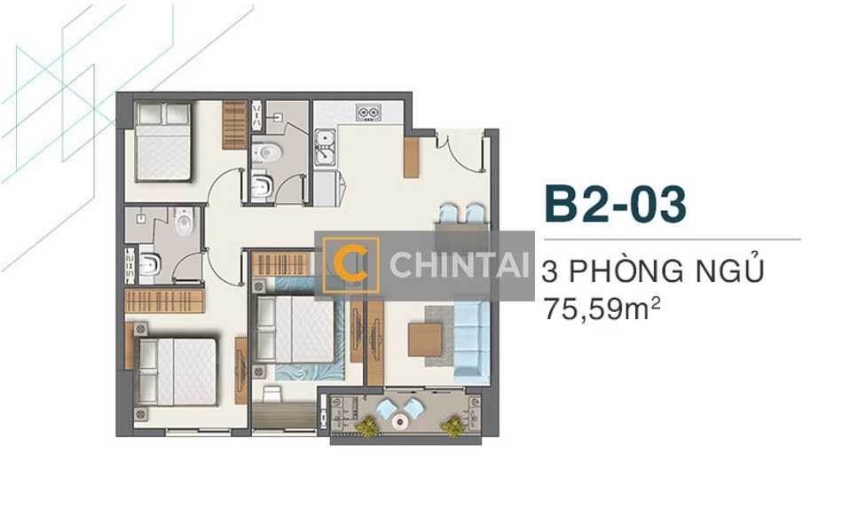 Căn hộ Q7 Boulevard tầng 22 có 3 phòng ngủ, nội thất cơ bản.
