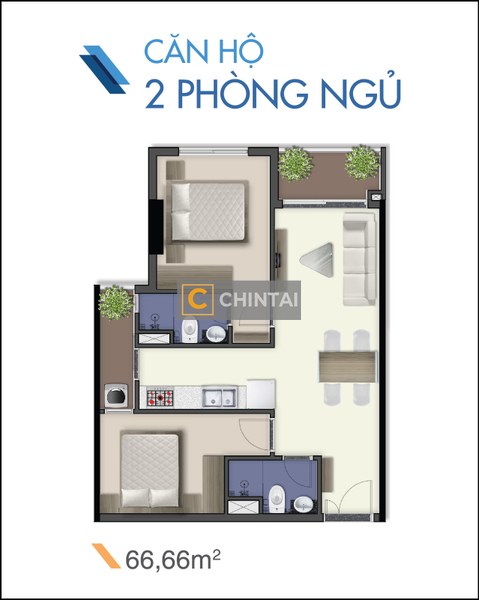 Căn hộ tầng 6 Q7 Saigon Riverside diện tích 66.66m2, nội thất cơ bản.