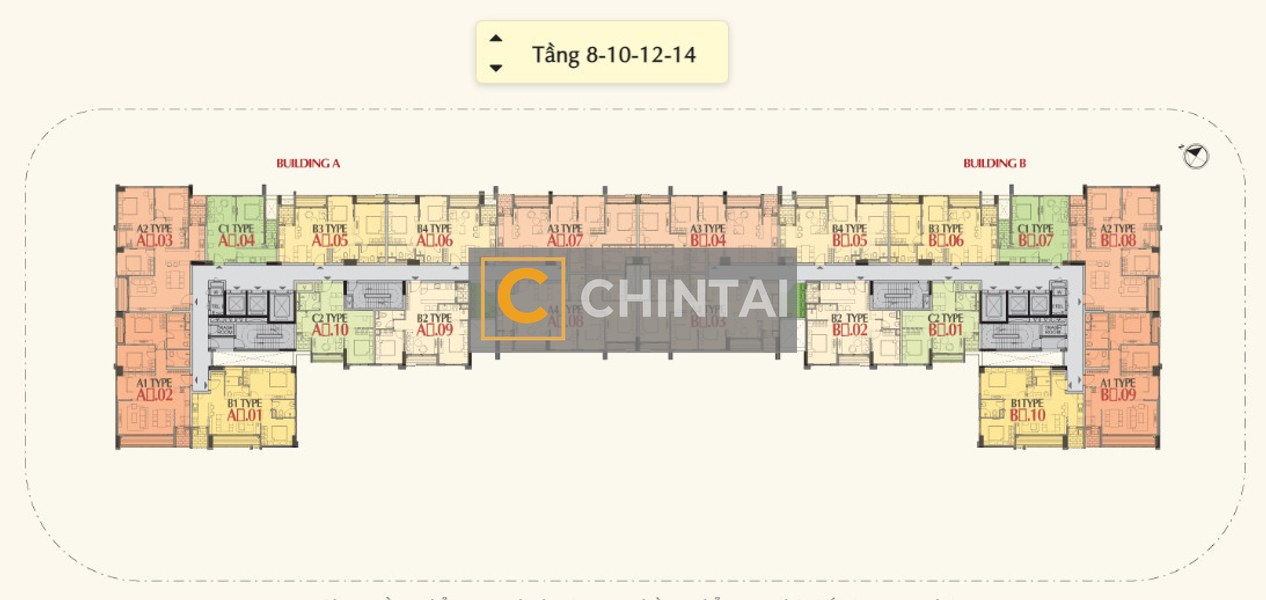 Căn hộ The Ascentia hướng ban công đông nam không có nội thất diện tích 108.8m²