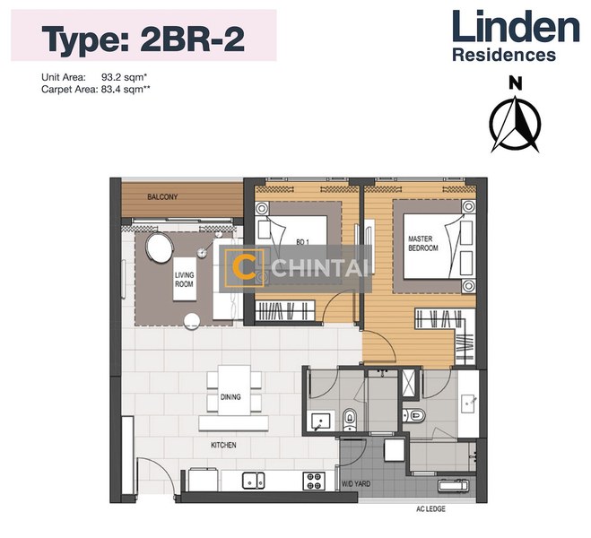 Căn hộ Empire City hướng ban công đông bắc nội thất cơ bản diện tích 93.2m²