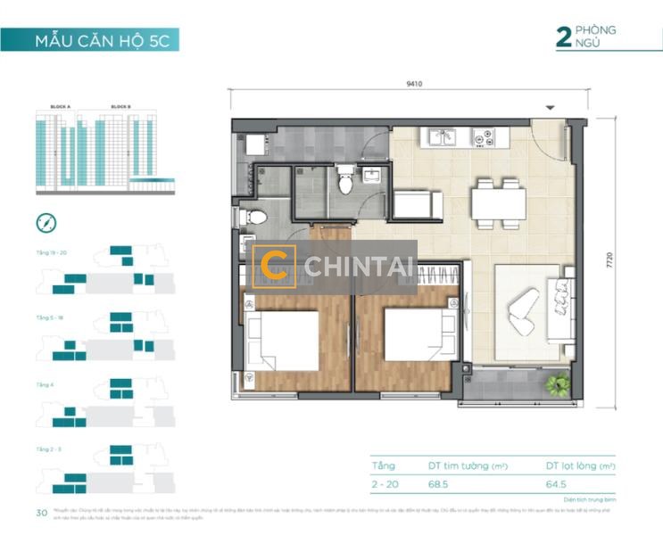 Căn hộ D'Lusso - Block A nội thất cơ bản, 2 phòng ngủ.