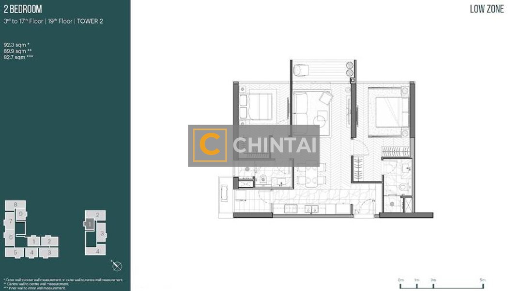 Căn hộ Empire City tầng 12 thiết kế 2 phòng ngủ, không gian rộng thoáng.