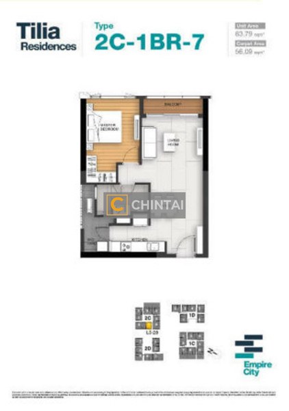 Căn hộ Empire City tầng 17 cửa hướng Tây Bắc, view thoáng mát.