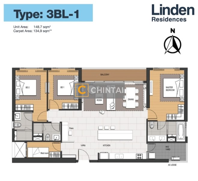 Căn hộ Empire City nội thất cơ bản diện tích 148.7m²