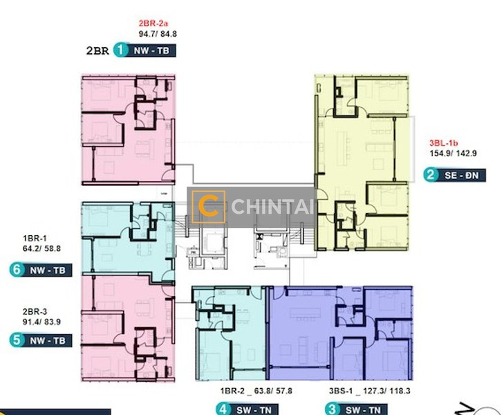 Căn hộ Empire City nội thất cơ bản diện tích 63.8m²