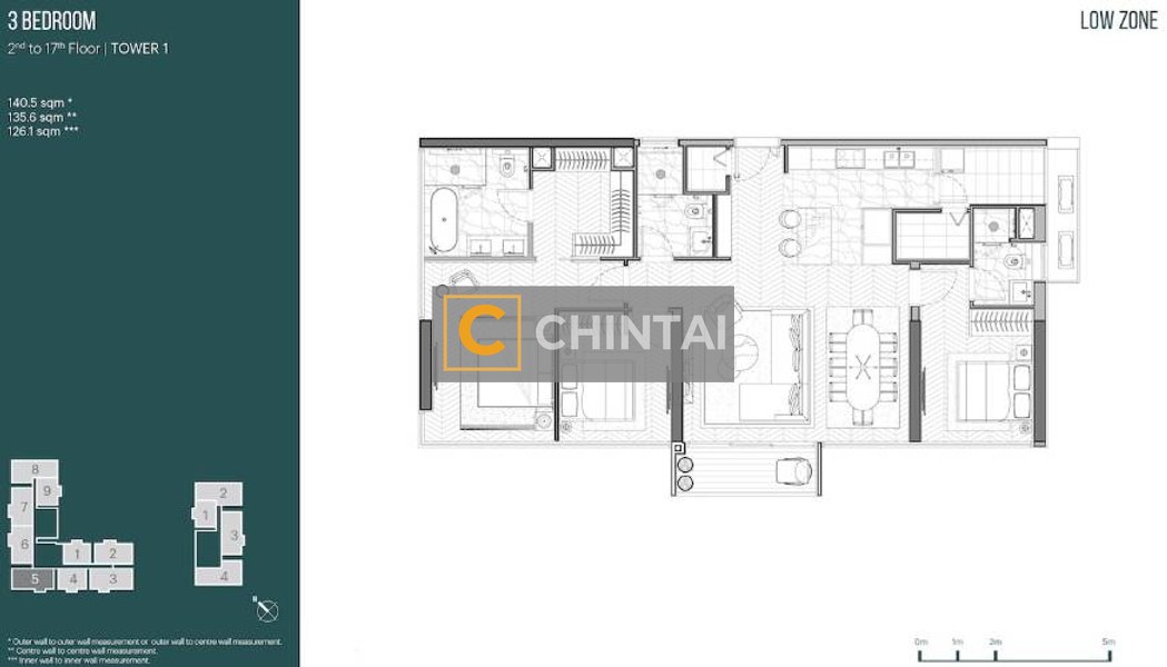 Căn hộ Empire City nội thất cơ bản diện tích 135.6m²