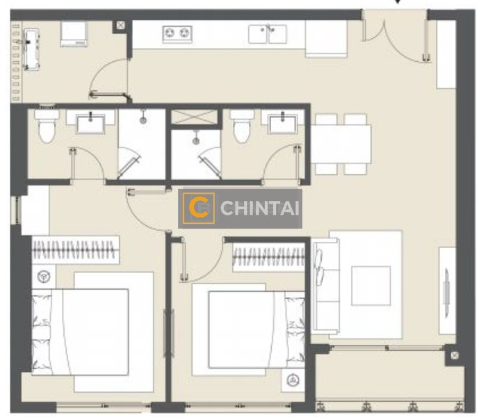 Căn hộ Masteri Lumiere Riverside có 2 phòng ngủ, nội thất cơ bản.