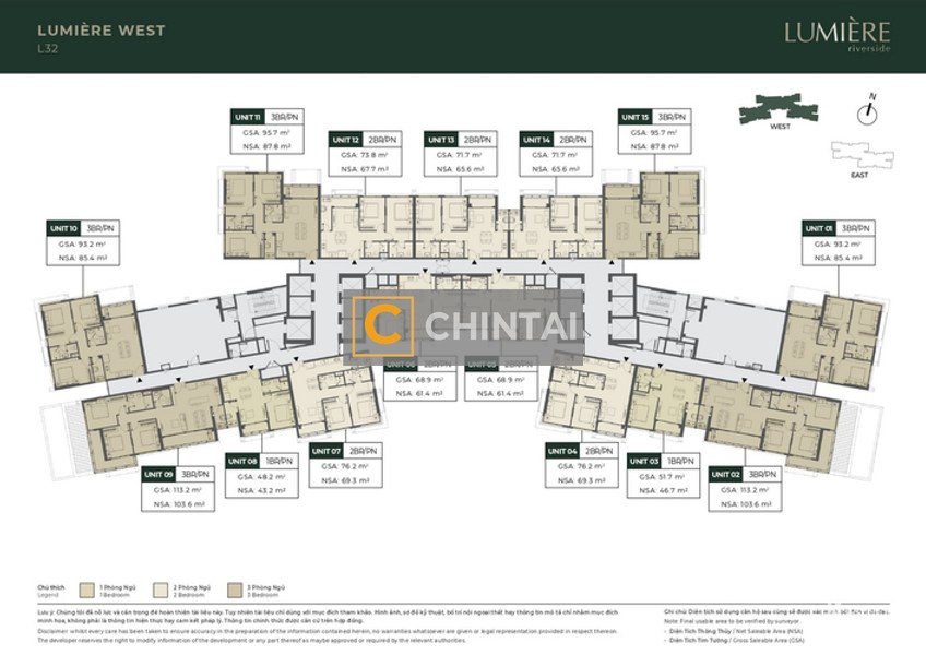 Căn hộ Masteri Lumiere Riverside tầng cao thoáng mát, không nội thất.