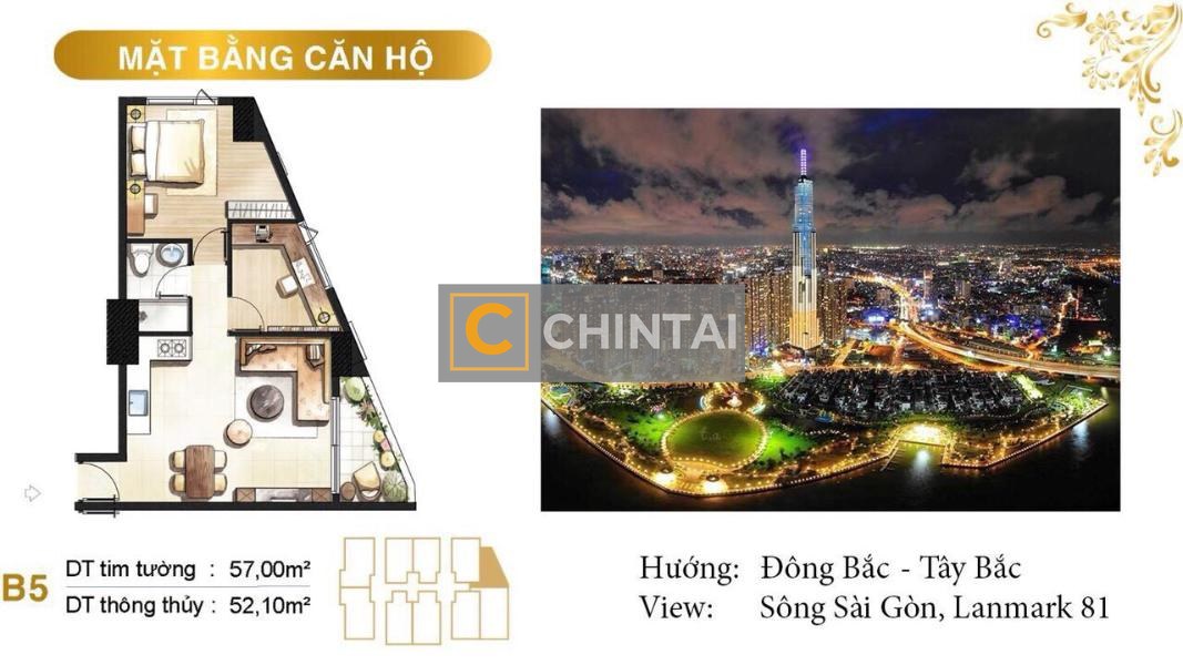 Căn hộ Paris Hoàng Kim view thành phố, nội thất cơ bản.