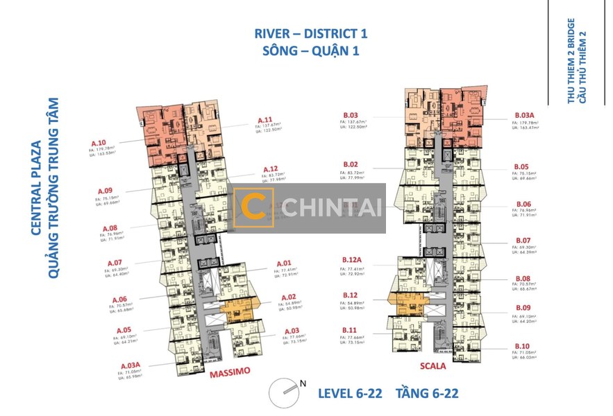 Căn hộ The Metropole Thủ Thiêm nội thất cơ bản diện tích 69.3m²
