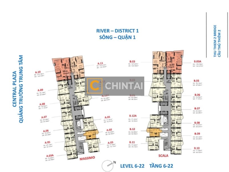 Căn hộ The Metropole Thủ Thiêm nội thất cơ bản diện tích 70.68m²