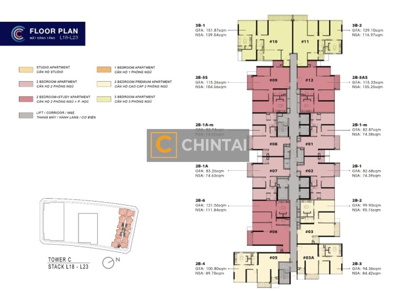 Căn hộ The Metropole Thủ Thiêm nội thất cơ bản diện tích 82.74m²