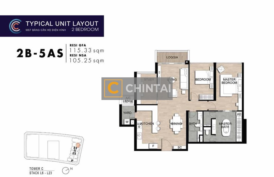 Căn hộ The Metropole Thủ Thiêm tầng 9, diện tích 115.33m2.
