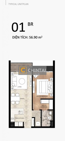 Căn hộ The River Thủ Thiêm nội thất cơ bản diện tích 63.85m²