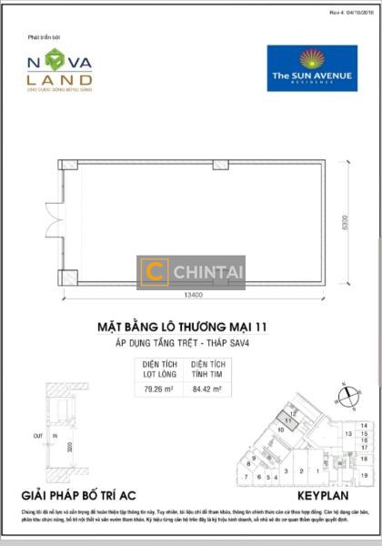 Shop-house The Sun Avenue diện tích 79.4m2, bàn giao nội thất cơ bản.