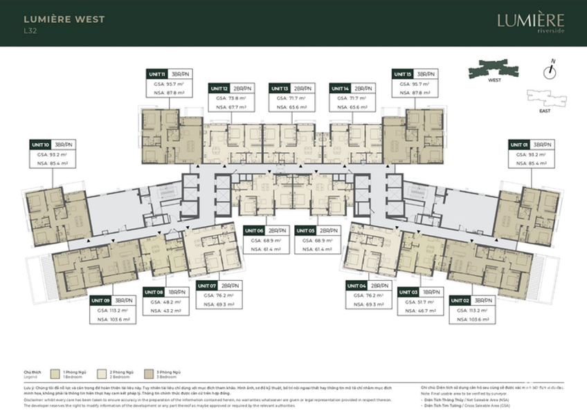 Căn hộ Masteri Lumiere Riverside tầng cao thoáng mát, không nội thất.