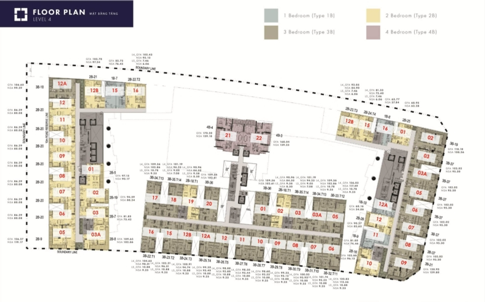 Căn hộ tầng 3A The Metropole Thủ Thiêm diện tích 81.83m2, nội thất cơ bản.