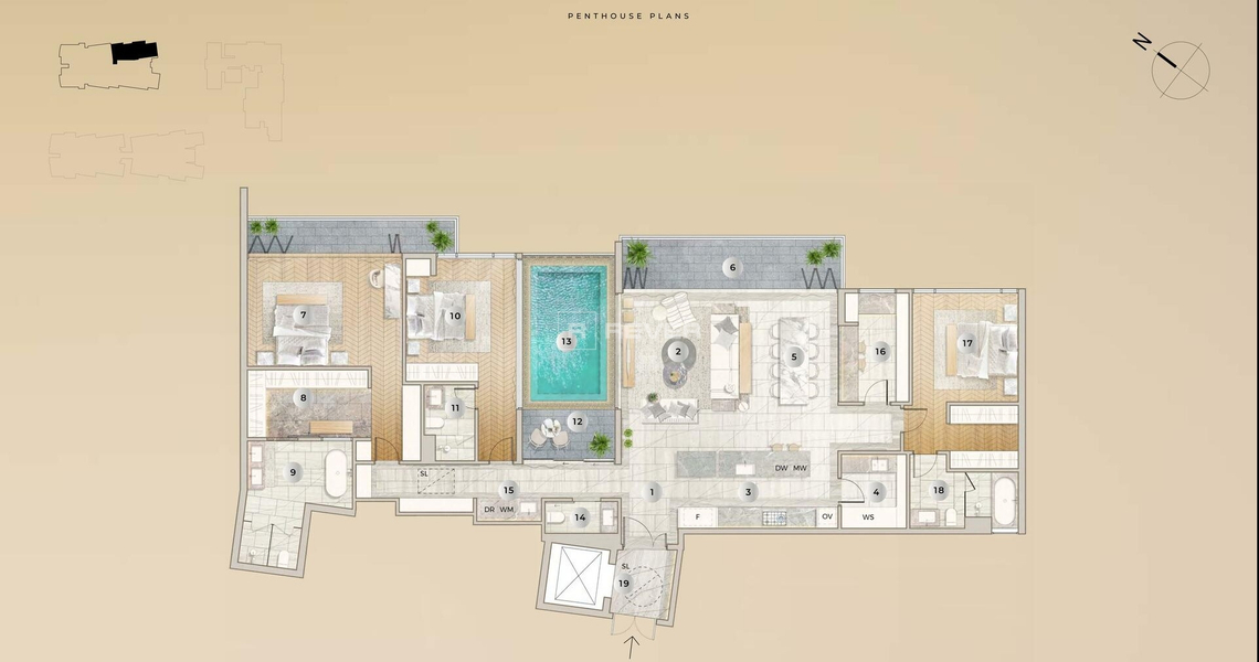 Căn hộ The River Thủ Thiêm hướng ban công đông bắc nhà thô diện tích 293m²